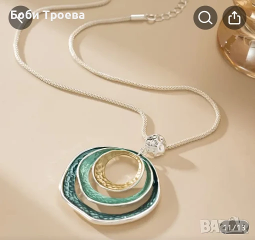 Нежно колие с висулка в цветови синхрон и интересно дизайнерско решение, снимка 2 - Колиета, медальони, синджири - 50916240