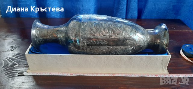 Посребрена медна ваза - много красива, снимка 2 - Вази - 40749860