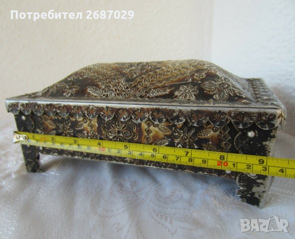 Стара голяма метална кутия, кутия за бутилка, кутия с плъзгащ капак, дървена ГДР, снимка 4 - Декорация за дома - 33070161