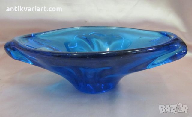 Стара Мурано Кристално Стъкло Масивна Тежка Купа, снимка 4 - Антикварни и старинни предмети - 27825066