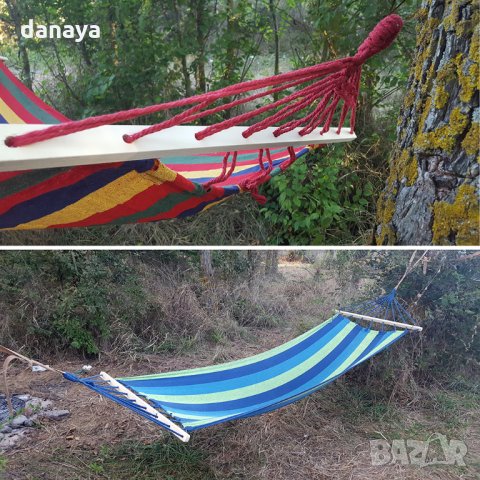 2230 Градински хамак от плат хамак люлка за къмпинг градина 195x77cm, снимка 10 - Градински мебели, декорация  - 33075420
