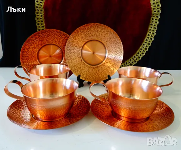 Медна чаша с чиния,чиста червена мед. , снимка 10 - Антикварни и старинни предмети - 50276439