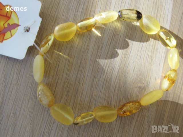 Ластична гривна от първокласен балтийски кехлибар, снимка 5 - Гривни - 39388441