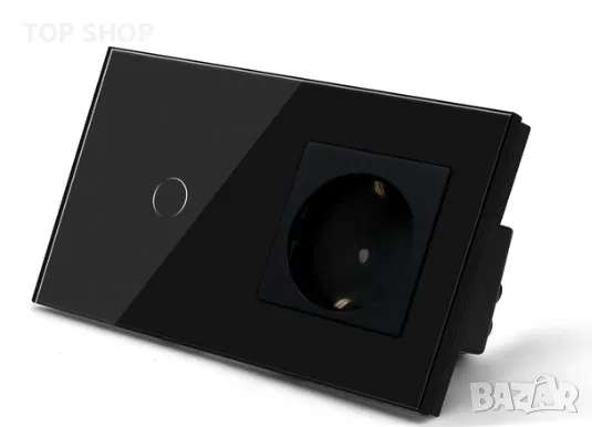 BSEED Сензорен превключвател за осветление с EU USB стенни контакти Черни стенни LED превключватели