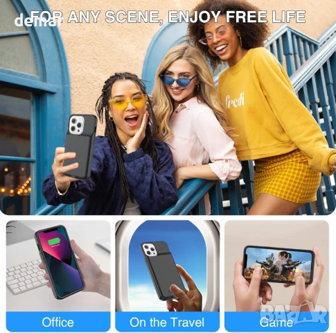 Калъф с батерия BOPPS за iPhone 15/15 Pro, 7000mAh, Черен; Червен, снимка 9 - Калъфи, кейсове - 50688481