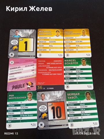 Колекционерски картички на футболисти МЕРТЕЗАКЕР, ШВАЙНЩАЙГЕР, МАРСЕЛ ШХАФЕР 51041, снимка 16 - Колекции - 51701951