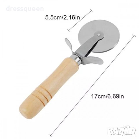 (ДЪРВЕНА ДРЪЖКА) ухненски уред за рязане на пица и тесто, снимка 5 - Други стоки за дома - 44015753