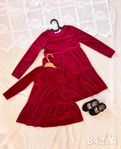 ✨ Кадифена рокля за момиче. В два размера: 86/92 и 110/116, снимка 2 - Детски рокли и поли - 50759290