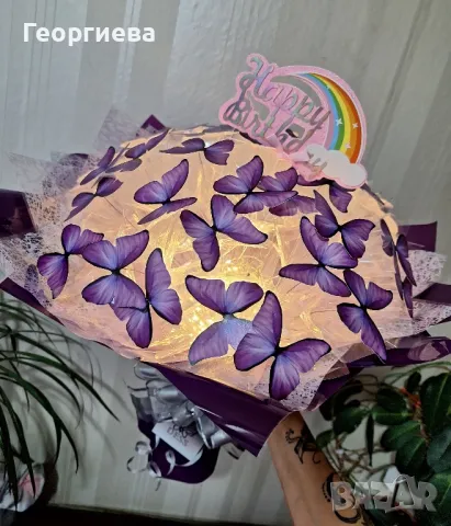 🎀💐 Светещи, ръчно изработени букети "DESS"🦋✨️🎁, снимка 4 - Подаръци за жени - 47676632