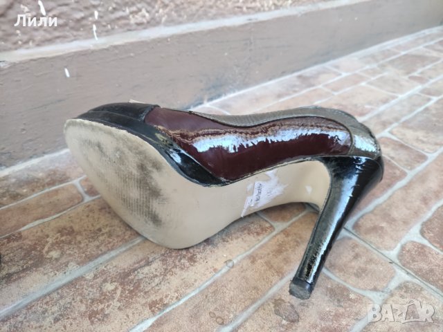 Riccardo Farini стилни кафяви,сиво и черно дамски обувки на висок ток, снимка 2 - Дамски елегантни обувки - 34590419