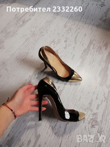 Лачени обувки - черно и златно, снимка 11 - Дамски обувки на ток - 27135855