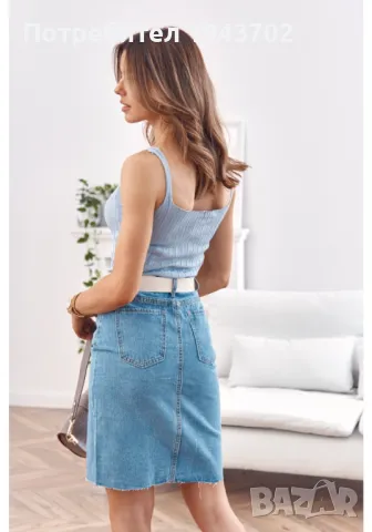 Къс дамски топ с тънки презрамки в син цвят MP32882, снимка 3 - Корсети, бюстиета, топове - 48119173