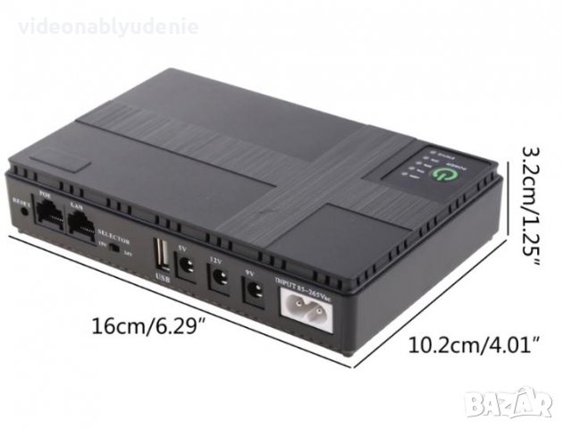 Мини Зарядно Батерия 10400mAh 18W/36W DC UPS Powerbank Station Backup 5V2А/9V/12V USB PoE Захранване, снимка 4 - IP камери - 38874198