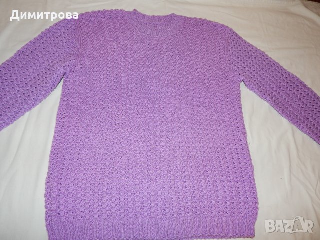 Лилава блуза- ръчно плетиво Л размер, снимка 5 - Блузи с дълъг ръкав и пуловери - 27306342