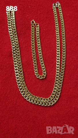 Златен комплекс синджир и гривна от медицинска стомана , снимка 3 - Бижутерийни комплекти - 43274876
