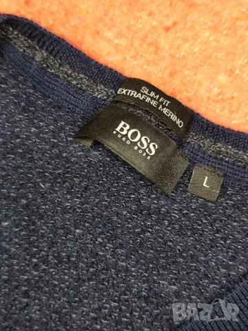 Hugo Boss оригинална мъжка блуза с дълъг ръкав, 100% мериносова вълна, размер L /S, снимка 8 - Блузи - 47545312