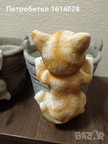 Саксия с котка,кашпа за цветя., снимка 2 - Саксии и кашпи - 43823202