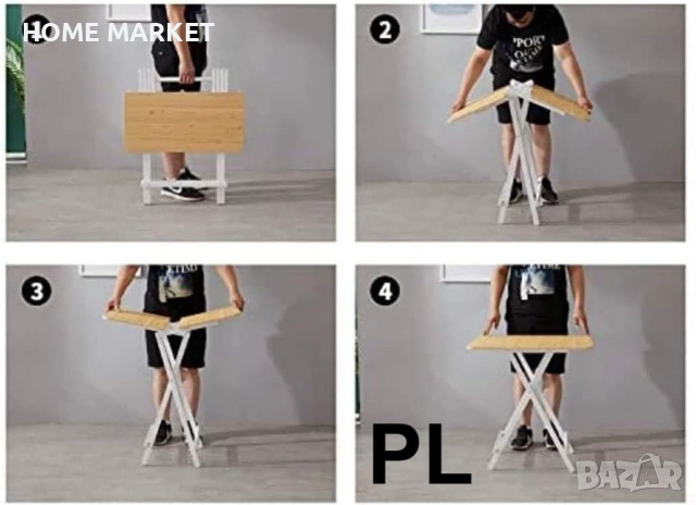 Сгъваема маса за дом, офис и градина Описание:  Маси с елегантен дървесен плот , снимка 9 - Маси - 53538834