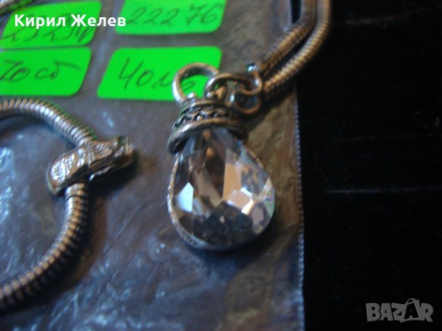 ПОСРЕБРЕН ВИНТИДЖ АРТ ЛАНЕЦ с МЕДАЛЬОН АНГЛИЯ с КРАСИВ ГОЛЯМ ФАСЕТИРАН ПЛАНИНСКИ КРИСТАЛ 22276, снимка 5 - Колиета, медальони, синджири - 33005193