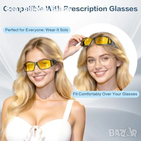 Нови Очилa за нощно шофиране върху диоптрични жълти лещи антигларе, снимка 3 - Слънчеви и диоптрични очила - 53573998