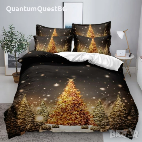 Коледно спално бельо, 100% памук, 6 части, снимка 8 - Спално бельо - 52818757