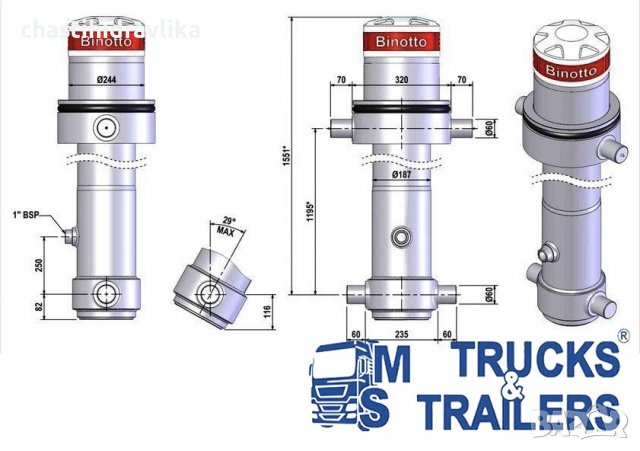 ХИДРАВЛИЧЕН ЦИЛИНДЪР BINOTTO MFC B3 145/4/4910-RP, снимка 2 - Части - 39749301