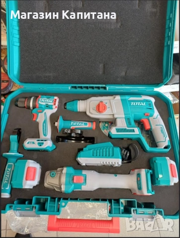 Ъглошлайф, перфоратор и винтоверт акумулаторни 20V 2x4 Ah, снимка 2 - Други машини и части - 48850395