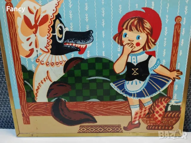 Стара детска картина 25/21 см, снимка 5 - Антикварни и старинни предмети - 48146361