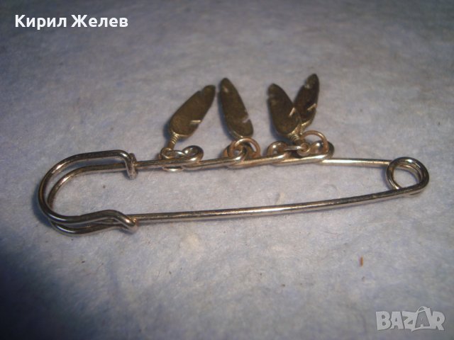 СТАРА ПОСРЕБРЕНА РЕТРО ИГЛА БРОШКА УКРАШЕНИЯ с ВИСУЛКИ - ПЕРЦА с ЕМАЙЛ 22122, снимка 4 - Антикварни и старинни предмети - 37620419