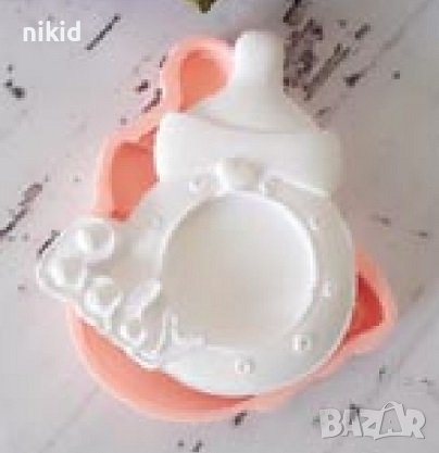 Биберон залъгалка Baby рамка за снимка силиконов молд форма фондан шоколад гипс калъп декор украса