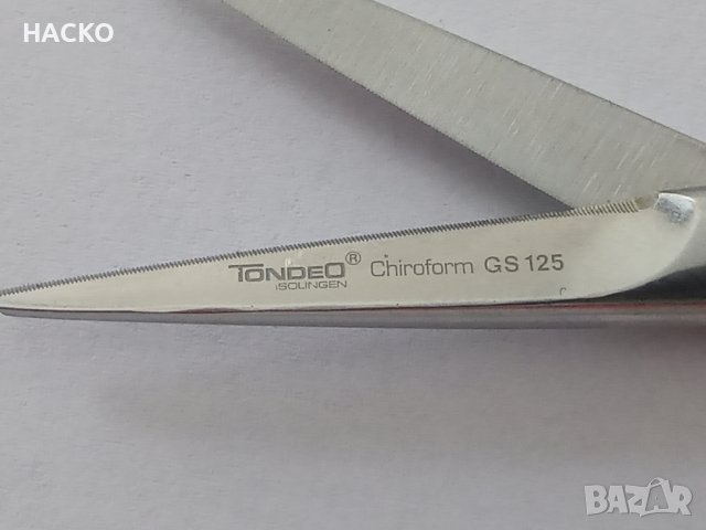 ПРОМО ЦЕНА Фризьорски ножици за подстригване TONDEO SOLINGEN chirofom GS125, снимка 3 - Фризьорски принадлежности - 43725117