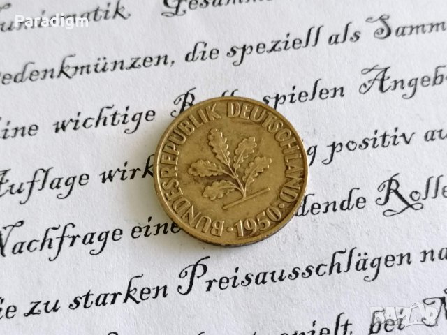 Монета - Германия - 10 пфенига | 1950г.; серия G, снимка 2 - Нумизматика и бонистика - 29050379