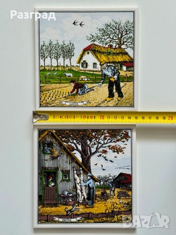 Винтидж стенна декорация плочки със сезони, снимка 6 - Декорация за дома - 51677353