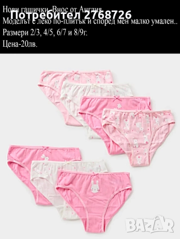 ново гащички и боксерки за момиченце, внос от Англия, снимка 3 - Детско бельо и бански  - 47214392