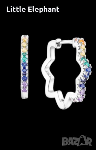 Сребърни обеци Пандора coloured,колекция"Flowers"с цветни кристали/нови, снимка 1 - Колиета, медальони, синджири - 44015319