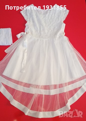 Бяла рокличка+чорапогащник, снимка 5 - Детски рокли и поли - 43943855