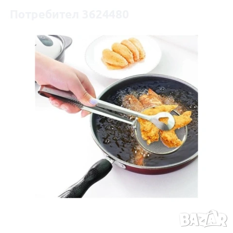 Метална Щипка с цедка за пържене и отцеждане 2в1 1811