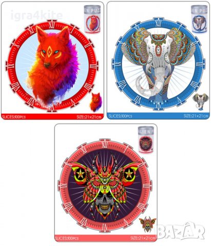 Бухал Сова | Дървен пъзел часовник с части на животни / 9 модела, снимка 3 - Игри и пъзели - 39376280