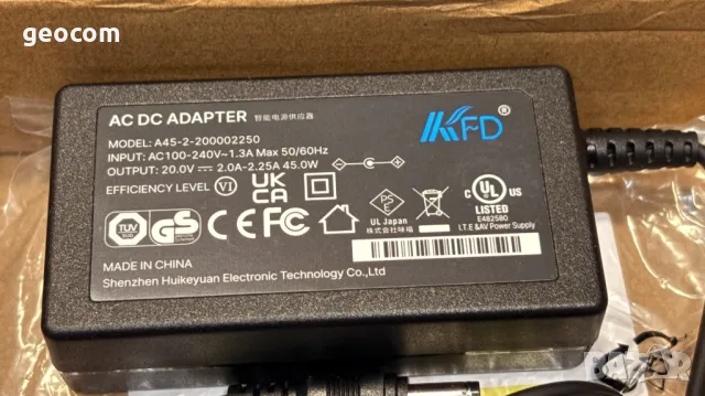 Зарядно за 20V 2.25A 45W нов (Комплект), снимка 2 - Оригинални зарядни - 48595233