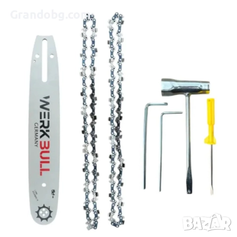 Немска Бензинова Резачка за Дърва WerkBull 30см + две вериги, снимка 7 - Други инструменти - 52421717