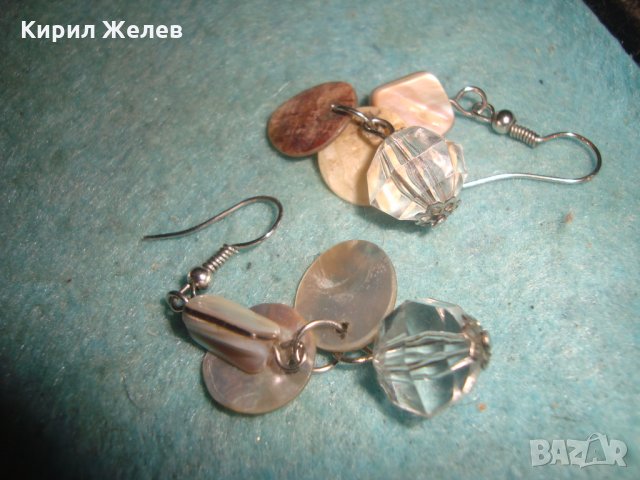 ВИНТИДЖ ХЕНД МЕЙД ОБЕЦИ с КРИСТАЛ и КРАЛСКИ СЕДЕФ 25539, снимка 5 - Обеци - 35574382