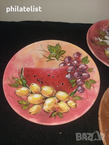 7 броя - Рисувани чинии - Комплект, снимка 3 - Чинии - 40609898