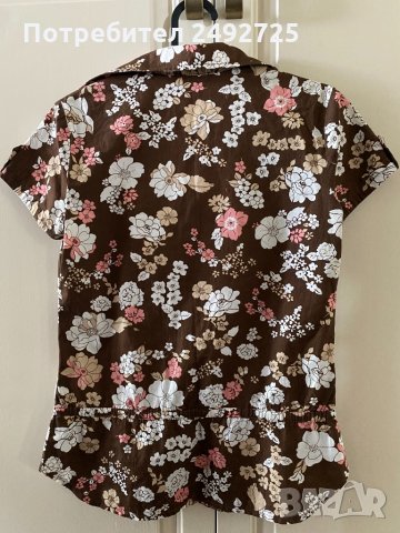 ✅дамска риза памука кафяво на цветя, снимка 2 - Ризи - 33172811