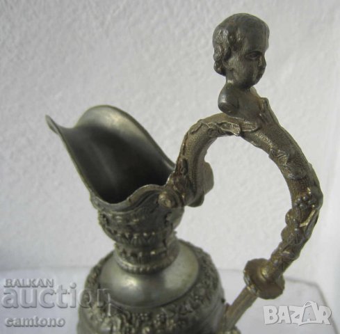 Ваза 35 см голяма Стара кана с ангели херувими метал антика съд, снимка 4 - Декорация за дома - 28872315