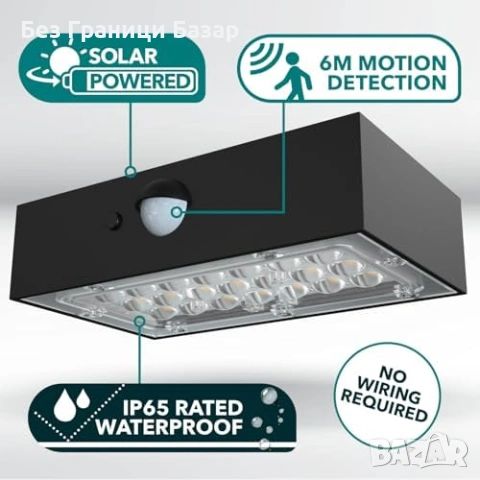 Нова LED соларна лампа за стъпала/пътеки 4000K PIR 350lm водоустойчива, снимка 3 - Лед осветление - 53573264