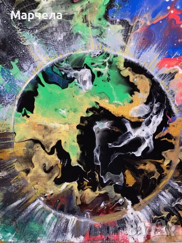 Абстрактна  картина Космос, снимка 7 - Картини - 47915313