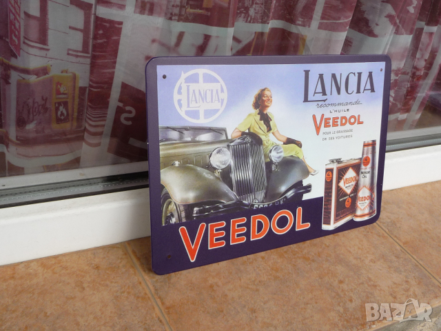 Метална табела кола Lancia Veedol моторно масло реклама туба, снимка 2 - Рекламни табели - 44847698