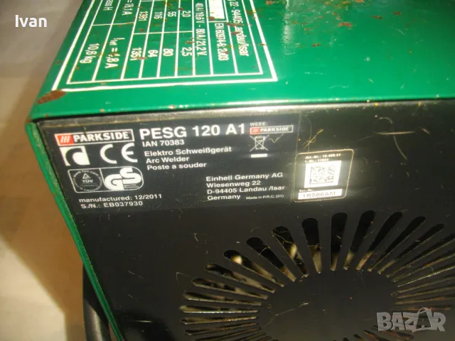 PARKSIDE 120 АМПЕРА ОРИГИНАЛЕН НЕМСКИ 2011г. ЕЛЕКТРОЖЕН ПОЧТИ НОВ ОТЛИЧЕН ЗА ЕЛЕКТРОДИ ф1,6-2,5мм, снимка 17 - Други инструменти - 48604900