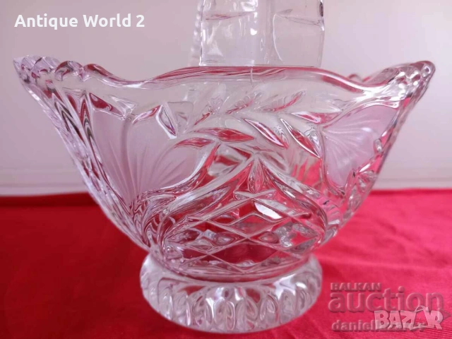 Кристално Стъкло Кошница , Бисквитиера Фруктиера, снимка 3 - Антикварни и старинни предмети - 53228035
