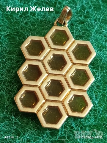 Дизайнерско сребърно колие ZOLOTAS с позлата пчелна пита ювелирна изработка 48643, снимка 3 - Колиета, медальони, синджири - 53072241